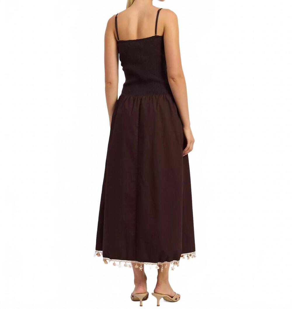 NEW EN SAISON stella mixed media maxi dress in brown - Picture 4 of 5